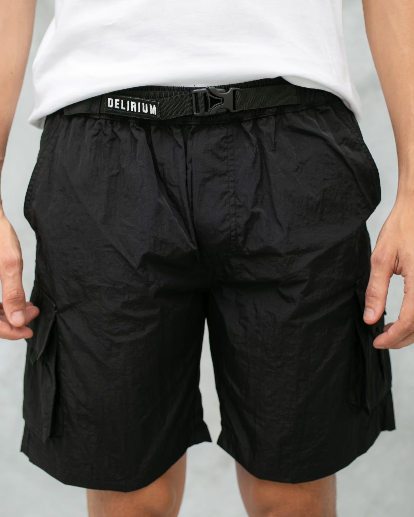 DELIRIUM Mount Tech Crinkle Cargo Short Pants - Black