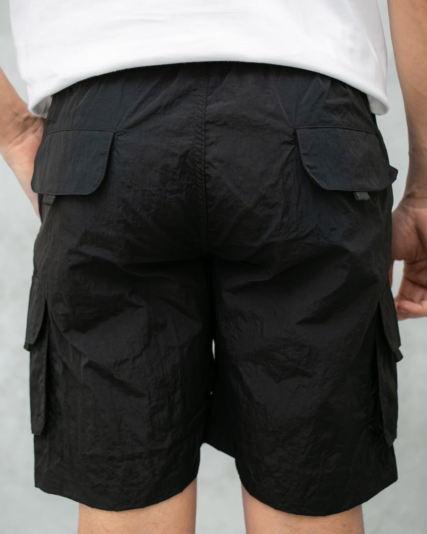 DELIRIUM Mount Tech Crinkle Cargo Short Pants - Black